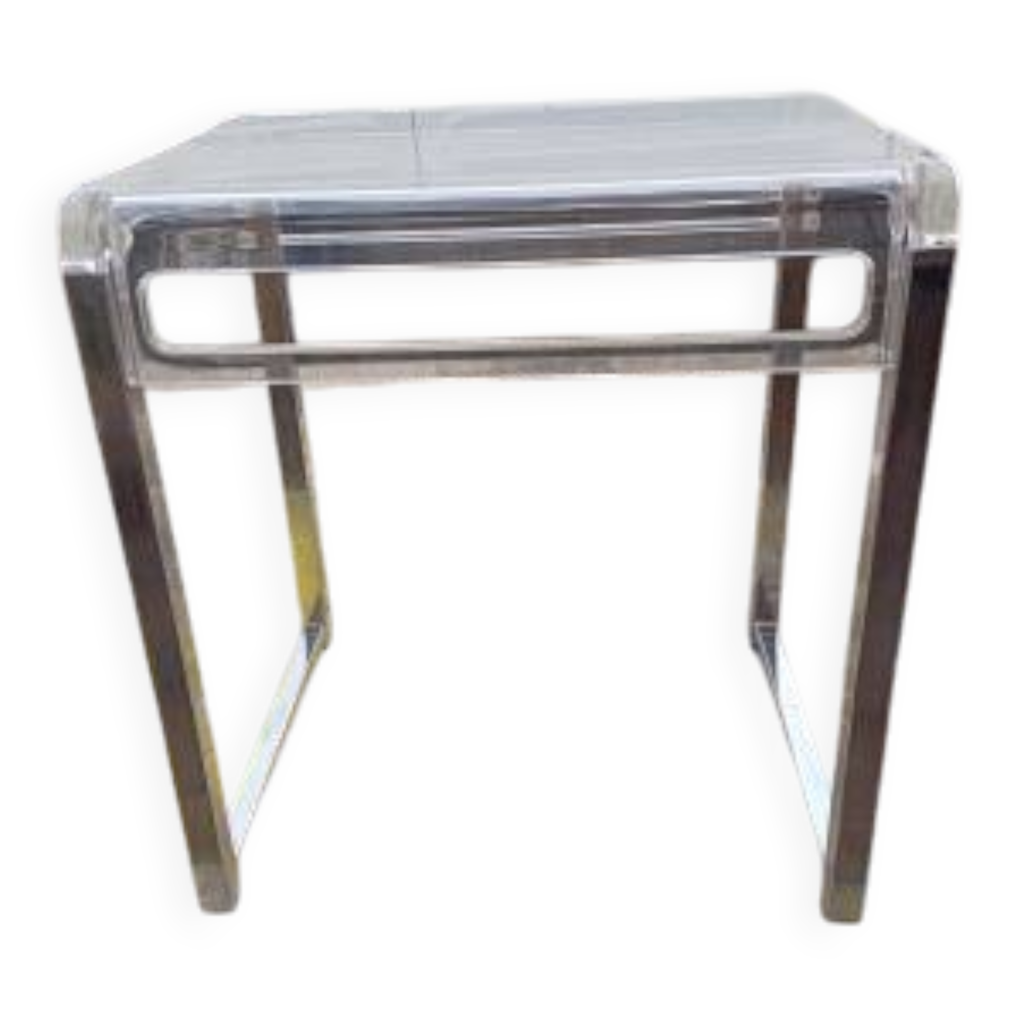 Table basse vintage chrome et plastique transparent