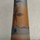 Large Muller vase "in the desert" rare piece signed 40 x 15 cm art deco - collectors