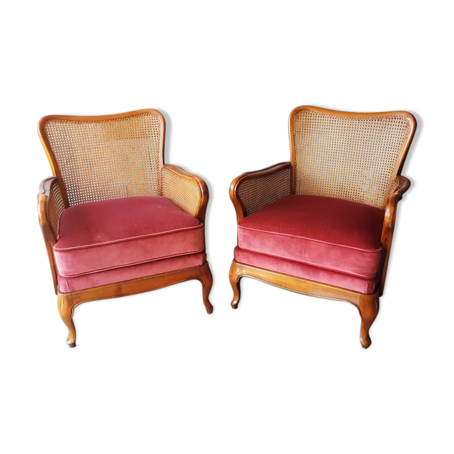 Pair of vintage canned armchairs
