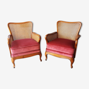 Pair of vintage canned armchairs