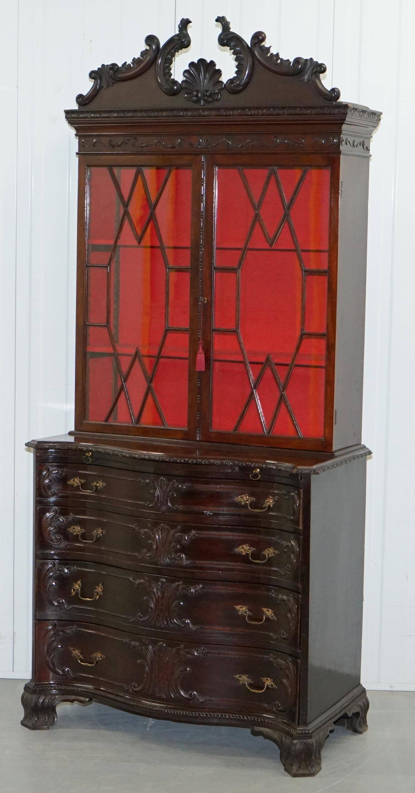 George III Library Thomas Chippendale in Hardwood on Serpentine Chest of Drawers