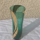 6 glasses with orangeade green and gold vintage