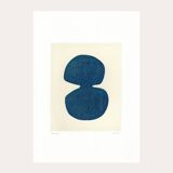 Abstract painting on paper - Infini B60 blue - painting signed eawy