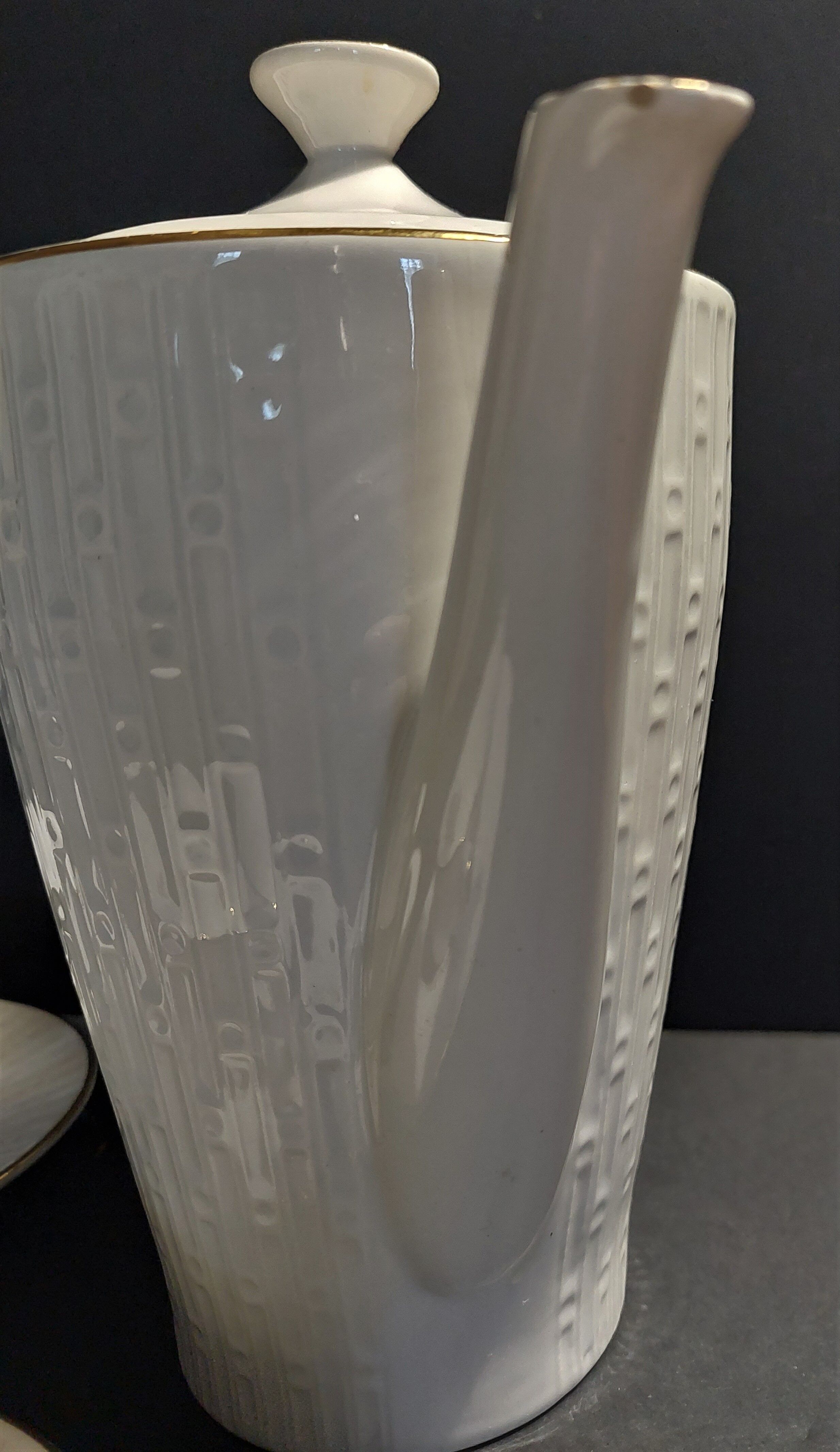 Pouring coffee service and two cups Lunéville KG mid-twentieth