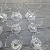 Service de verres coniques pour 4 personnes, cristal taillé à 9 côtes plates