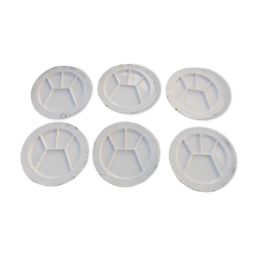 Set of 6 fondue or compartment plates