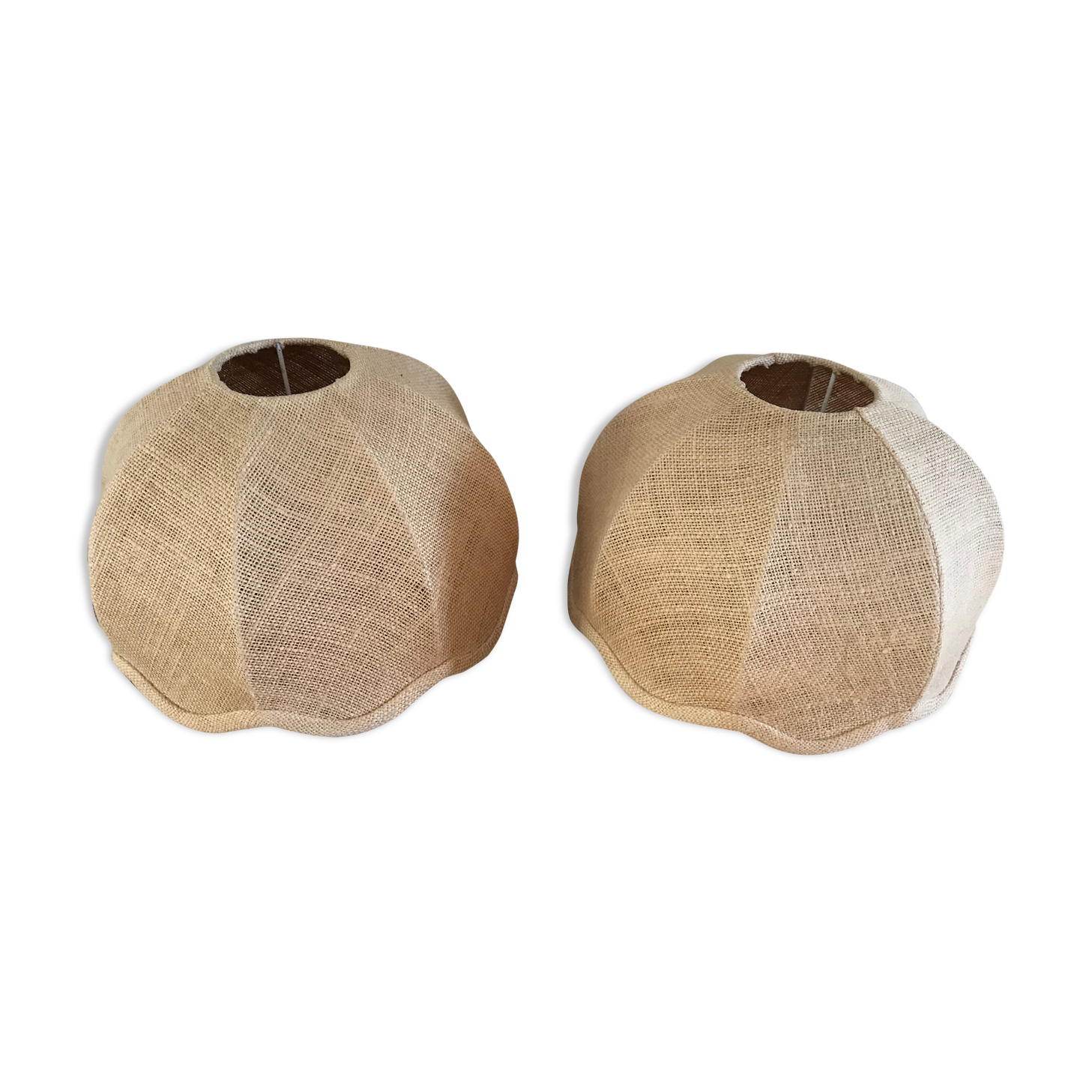 Pair of vintage jute lampshades