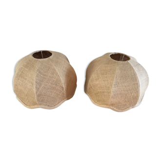 Pair of vintage jute lampshades