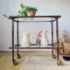 Vintage stained wood and clear glass sideboard – 1950s/60s
