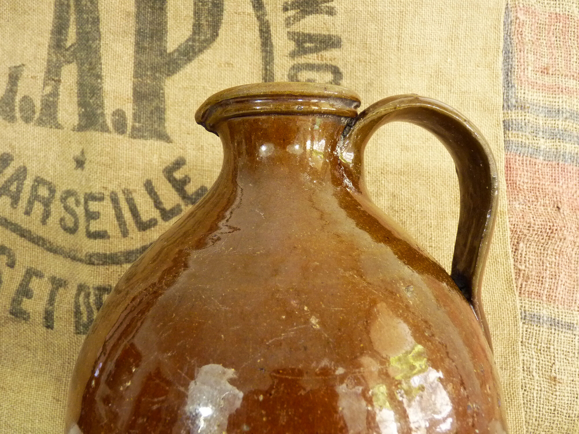 Brown pitcher in glazed terracotta, south west of France, 19th