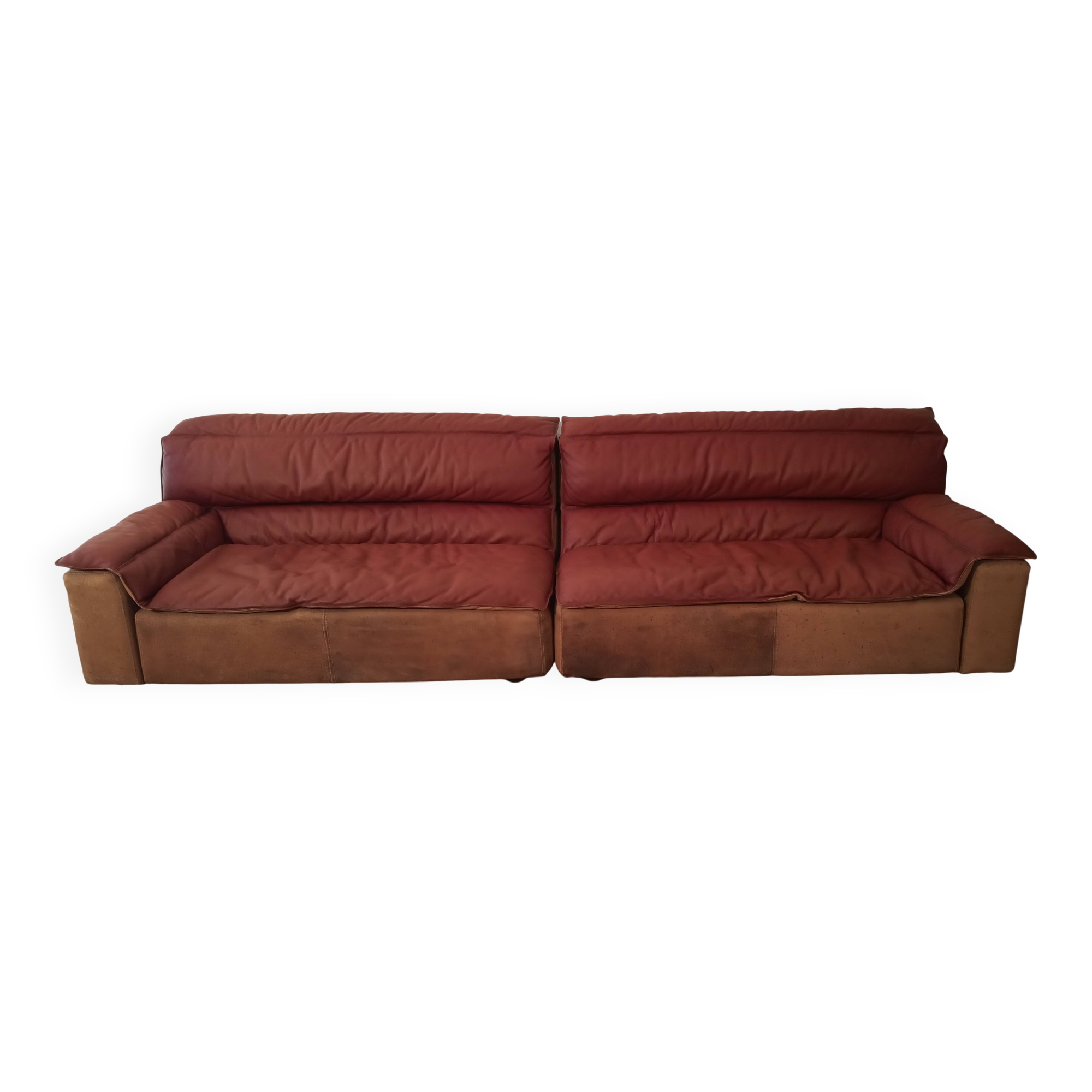 Canapé Bogo en Cuir et Daim par Carlo Bartoli pour Rossi Di Albizzate, 1970, Set de 2