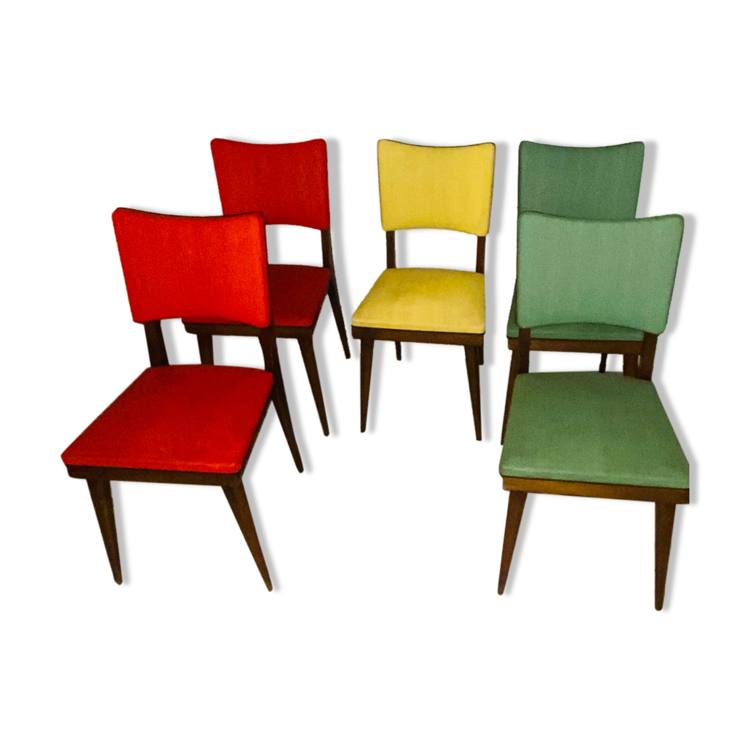 Suite of 5 vintage chair 50s