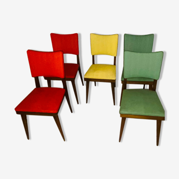 Suite de 5 chaise vintage années 50