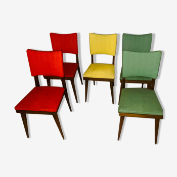 Suite of 5 vintage chair 50s