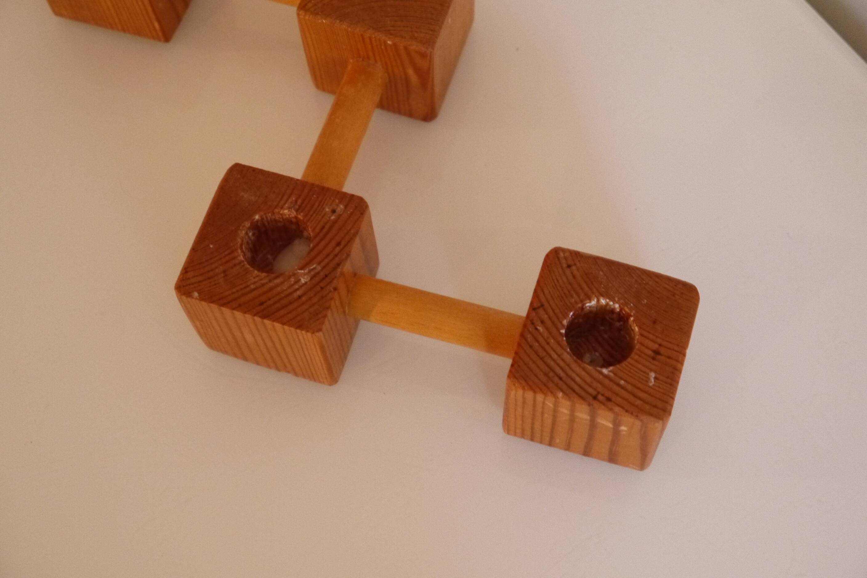 Vintage Scandinavian wooden candlestick