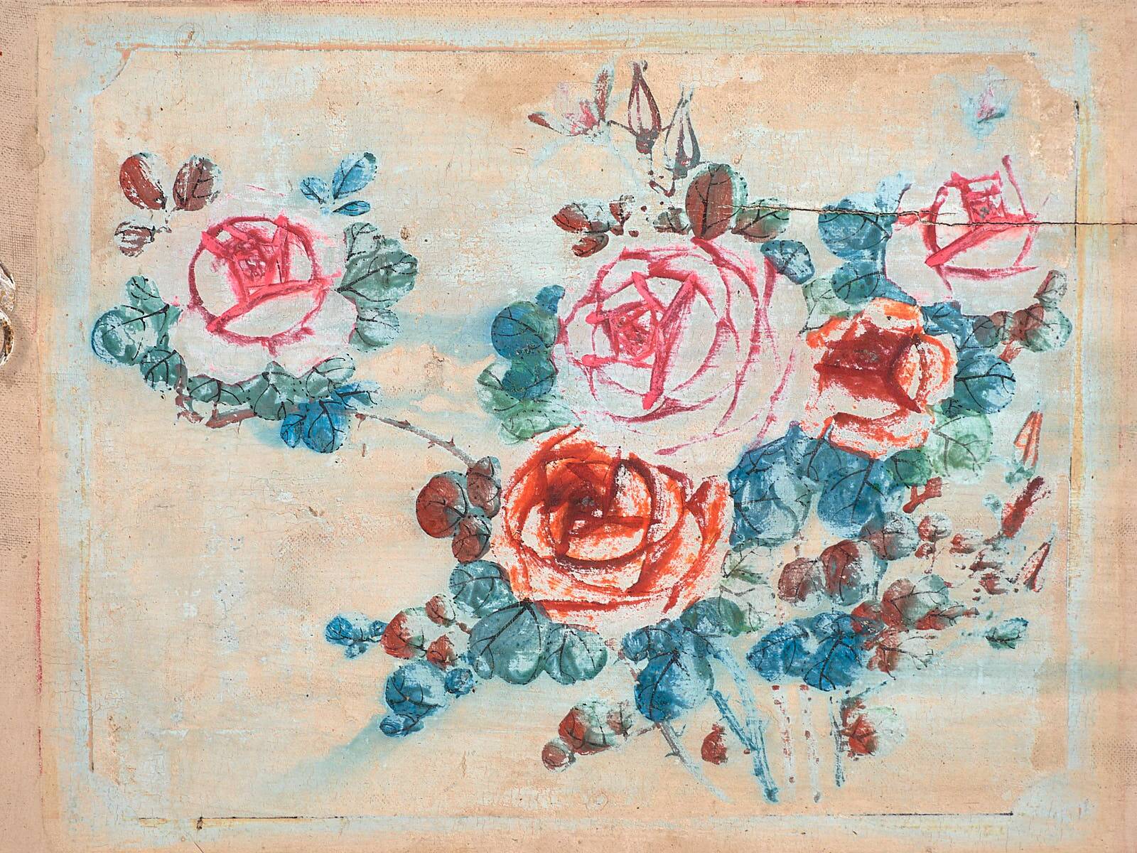 Antique white sideboard with original illustrations (c.1900) #7