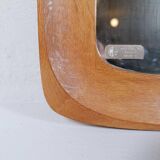 Mid-century modern sculptural wall mirror, oak, crystal glass, Glas & Trä, 1960s