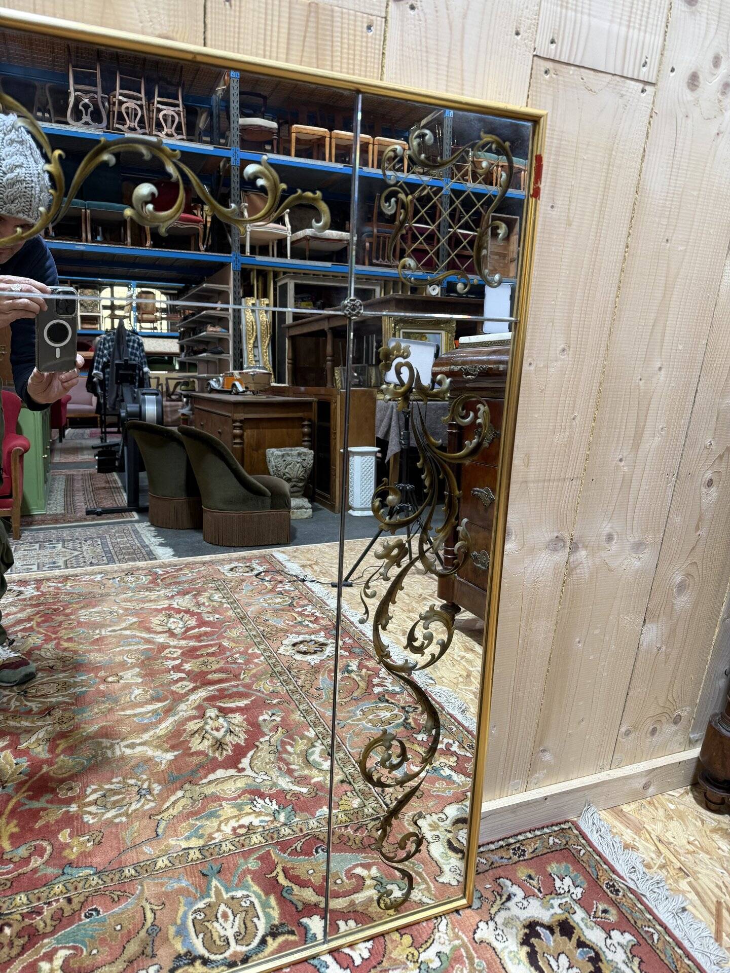 Venetian bistro/brasserie mirror in Art Nouveau verre églomisé