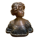old plaster bust, young art deco woman, patina, signed Gustave Van Vaerenbergh