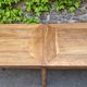 Antique French draper's table in oak, shop counter, work table, 6 feet, circa 1750–1850.