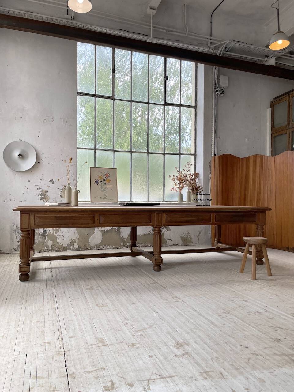 Solid walnut farmhouse castle table 1900 XXL