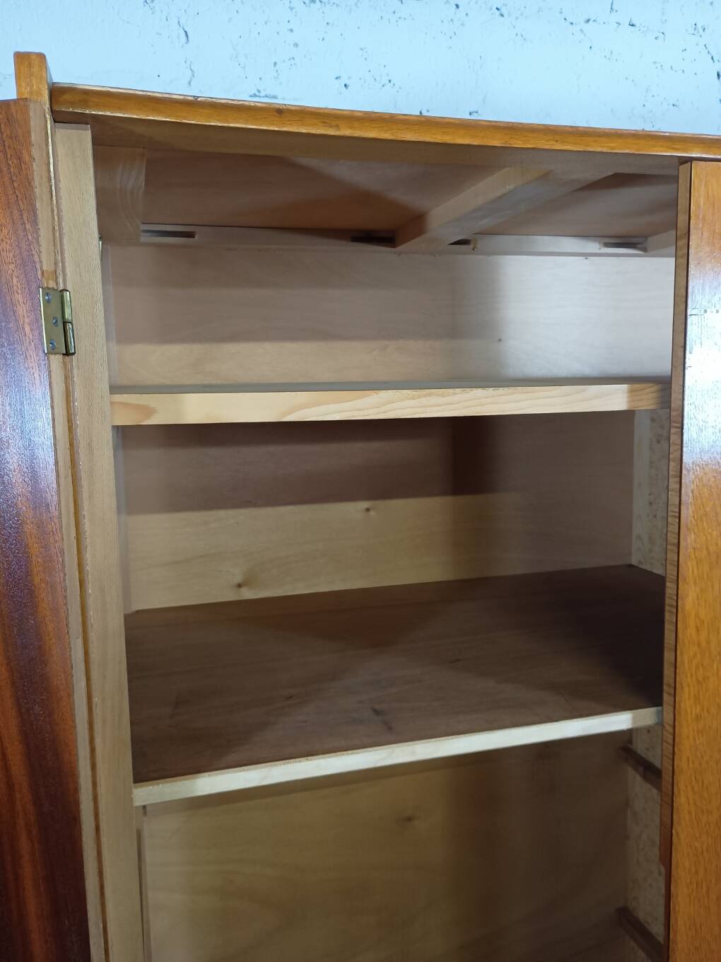 1960s Scandinavian wardrobe with two doors and mirror, easy assembly.