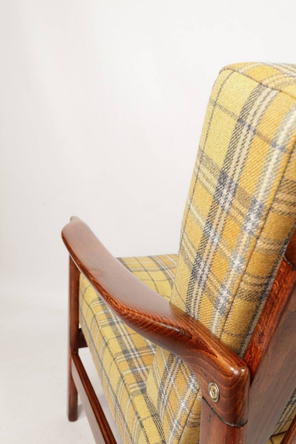 Vintage armchair tartan plaid wool design by Z. Baczyk 1965