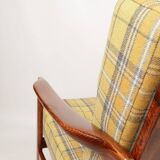 Vintage armchair tartan plaid wool design by Z. Baczyk 1965