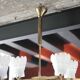 Vintage brass suspension with thick milk glass globe, brass chandelier.