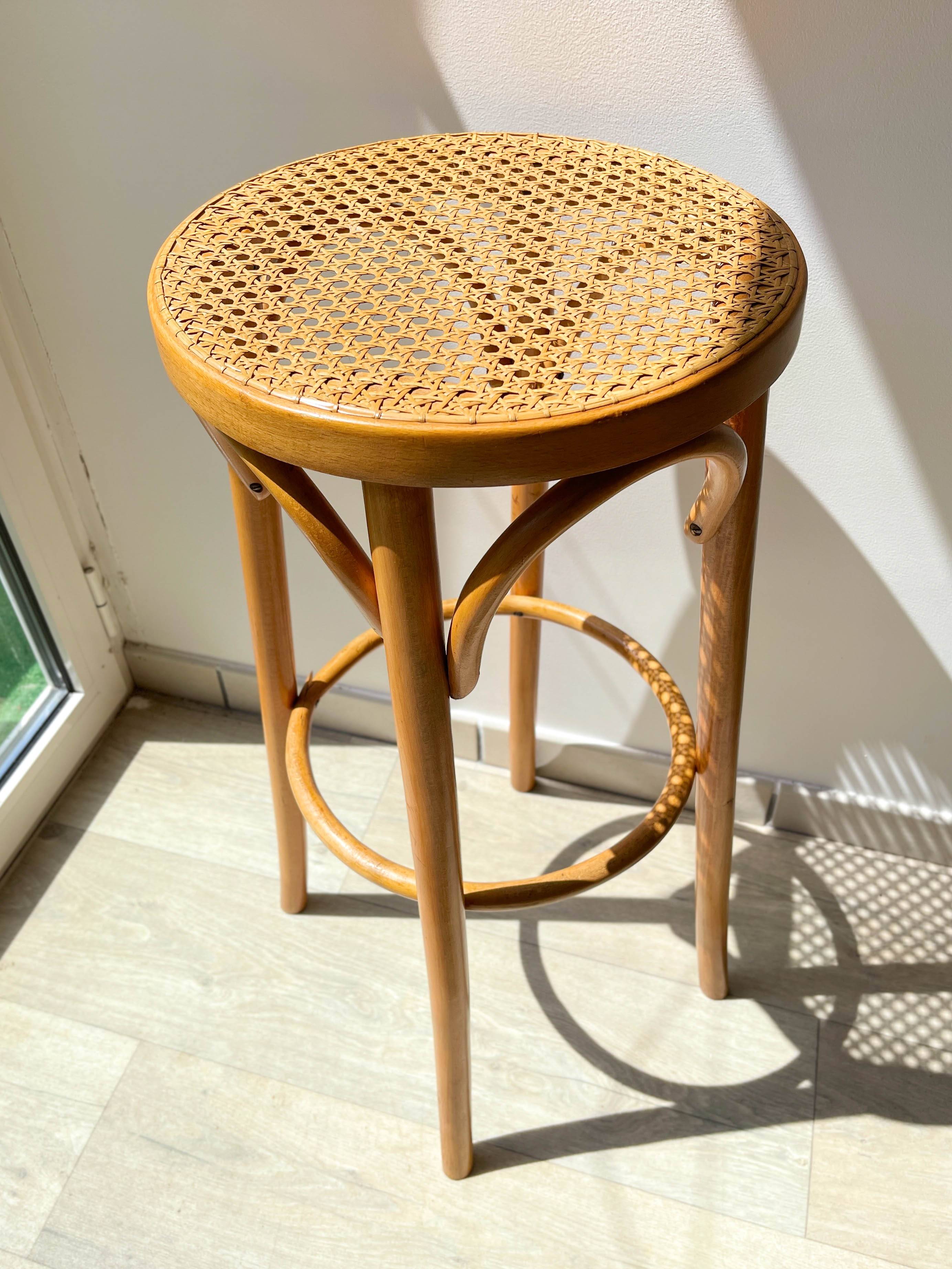 Bentwood and canework bar stool, 1950s