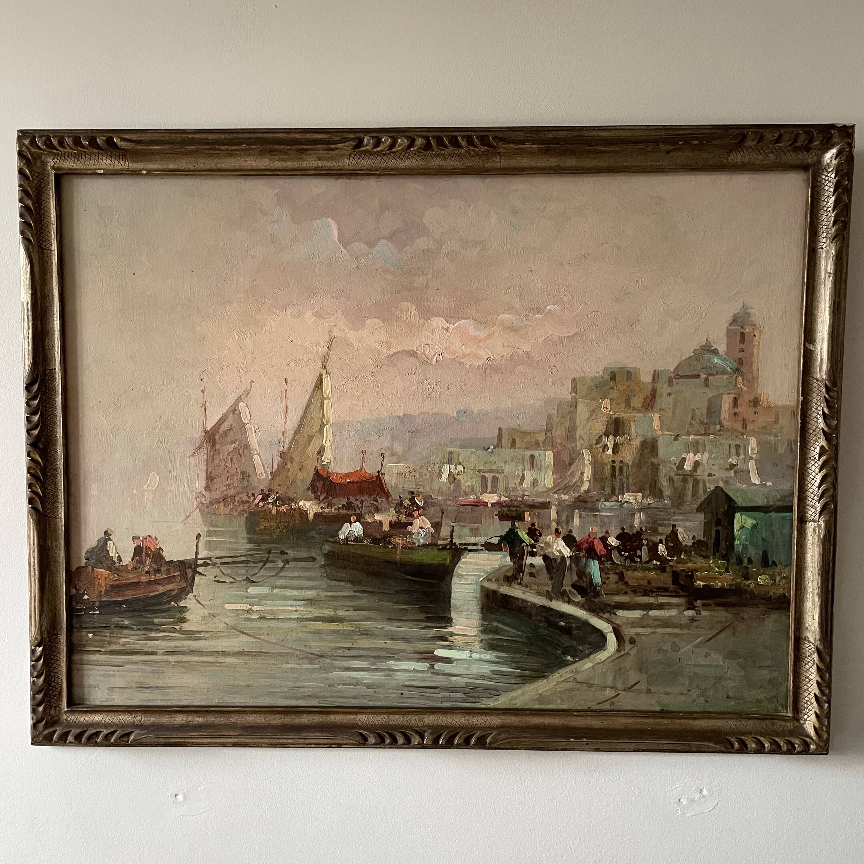 Oil on canvas "Italian Port"