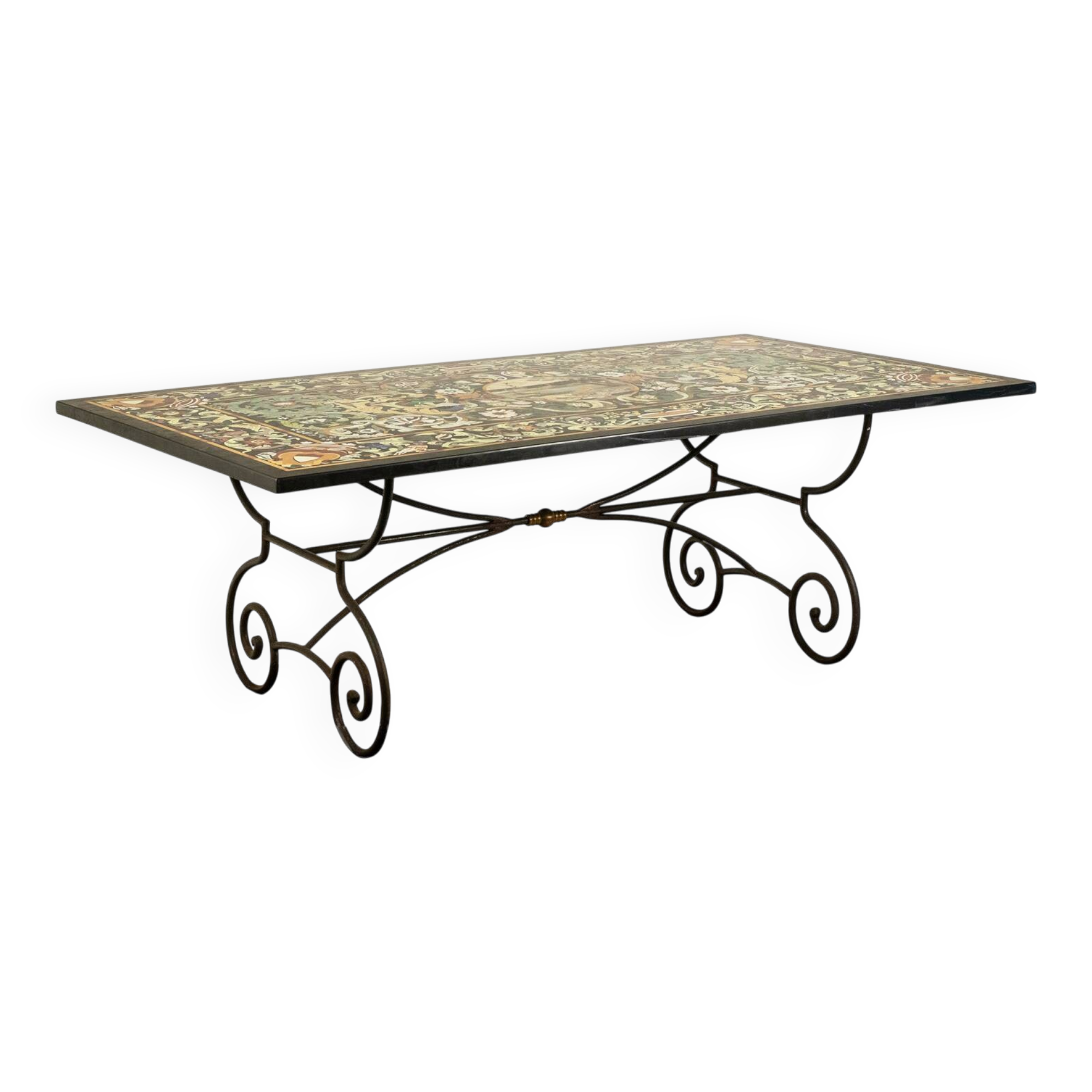 Dining table in "scagliola" and wrought iron. 1950s.