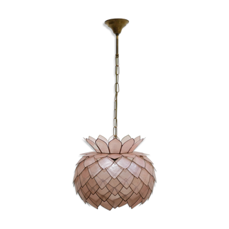 Suspension fleur vintage en nacre rose