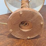 Turned wood base lamp