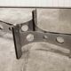 Oval coffee table 1970 feet metal and wood smoked glass