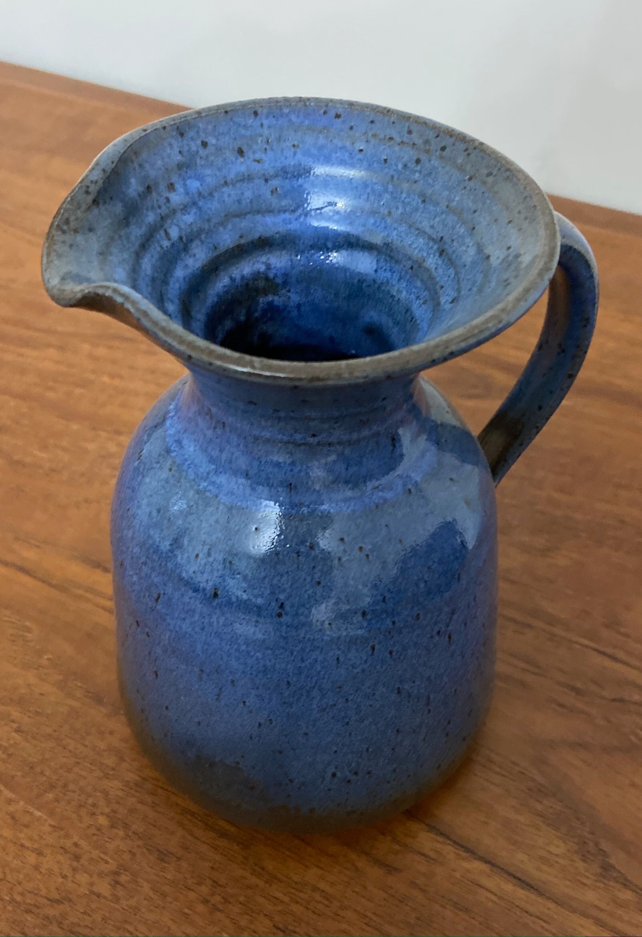 Glazed stoneware pitcher