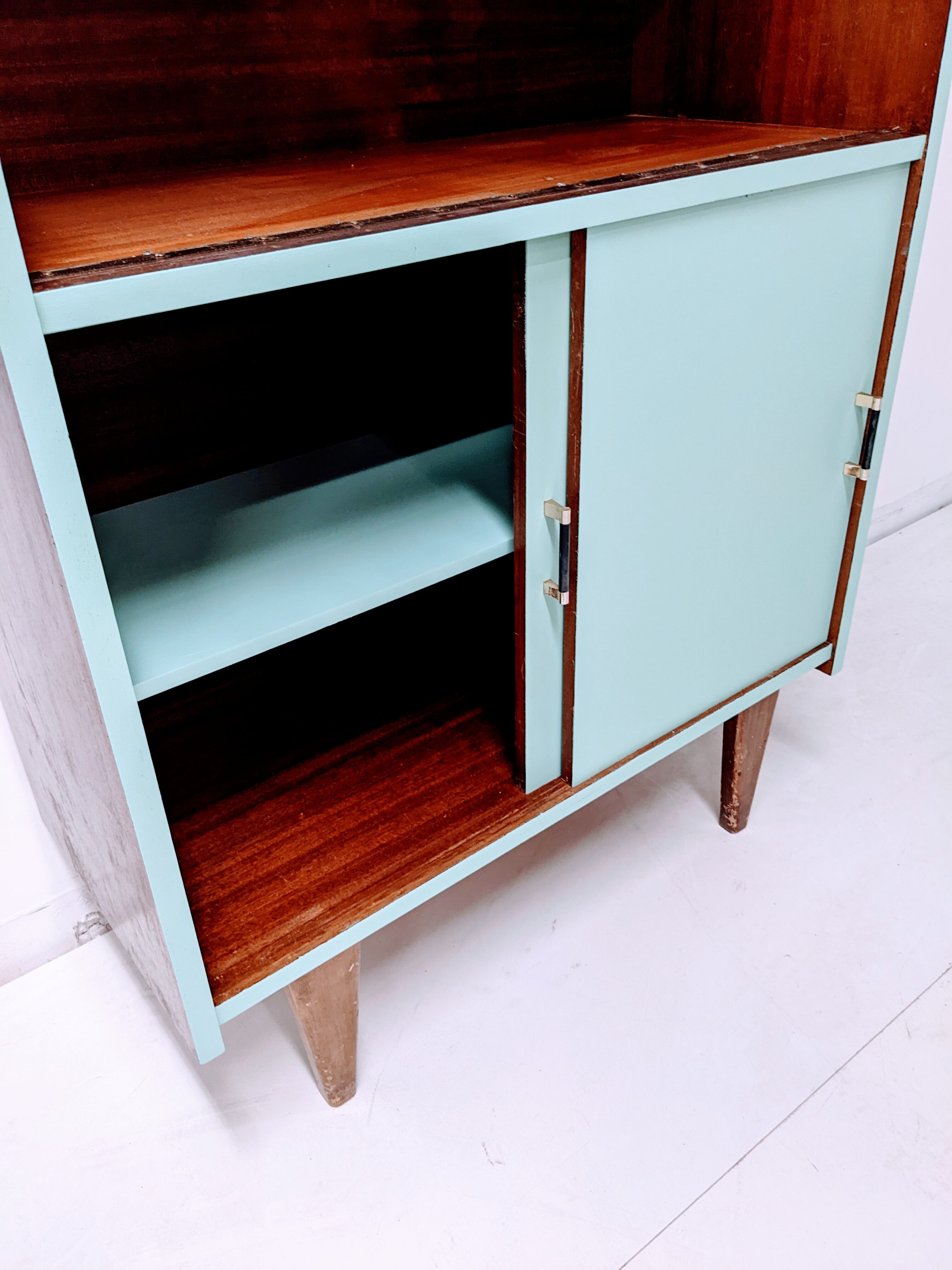 Vintage wooden bookcase, cupboard