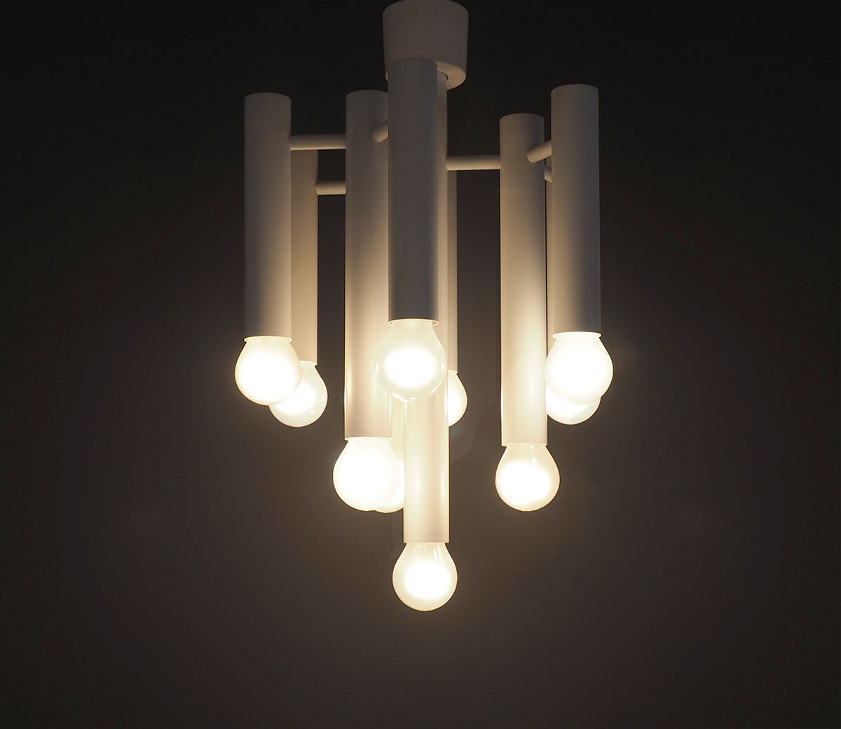Plafonnier en métal blanc par Temde, années 1970