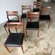 Set of 6 Scandinavian design chairs in solid teak and black Skai.