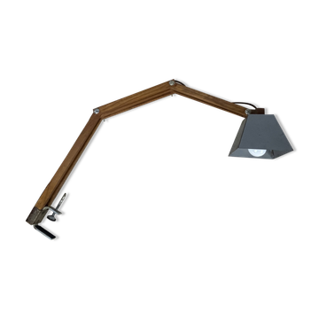 Constructivist articulated lamp in wood and metal