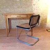 Table bureau bois massif clair ancienne vintage 1980