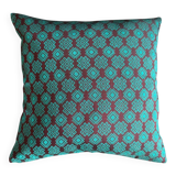 Burgundy and turquoise Kachin cushion cover (RIDA)