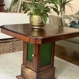Table basse - bois et vitrail - Style Art Déco