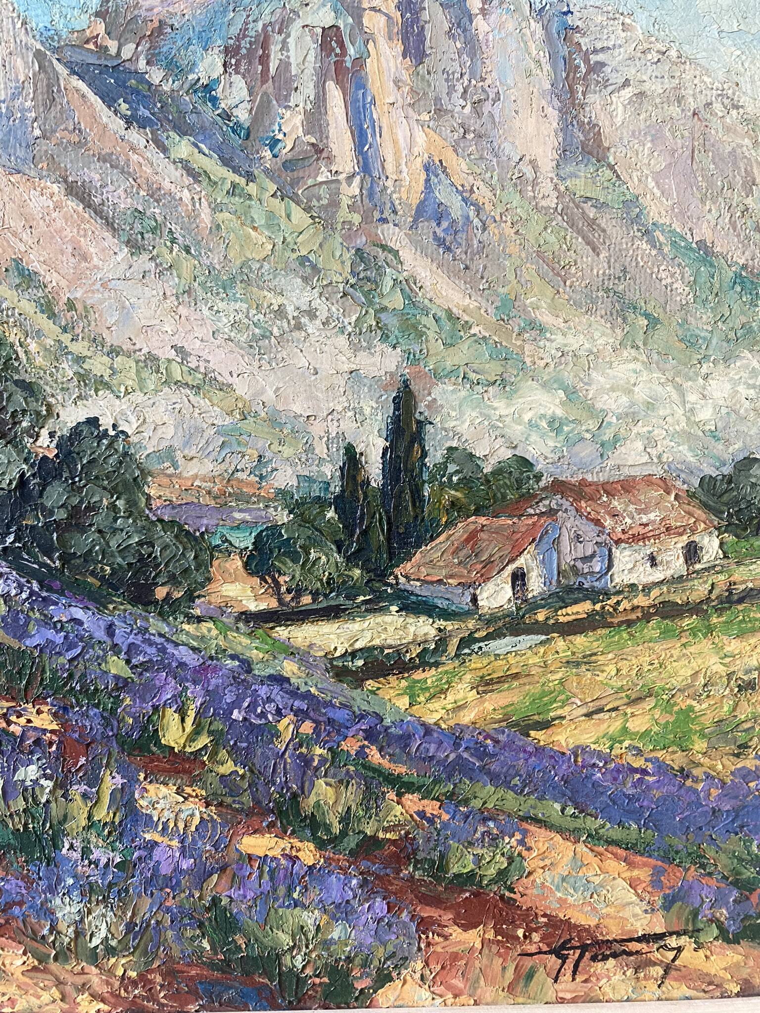 Paysage de montagnes signé