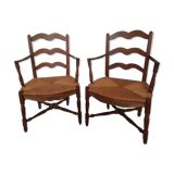 Fauteuils en bois sculpté avec accoudoirs