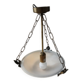 Art Deco pendant light in frosted glass and metal
