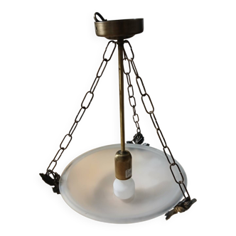 Art Deco suspension in frosted glass and metal
