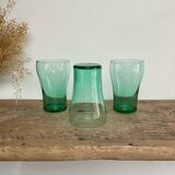 6 verres vintage verre émeraude