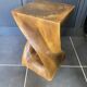 Stool no. 1 in solid raw walnut wood, carved from the mass, 1970.