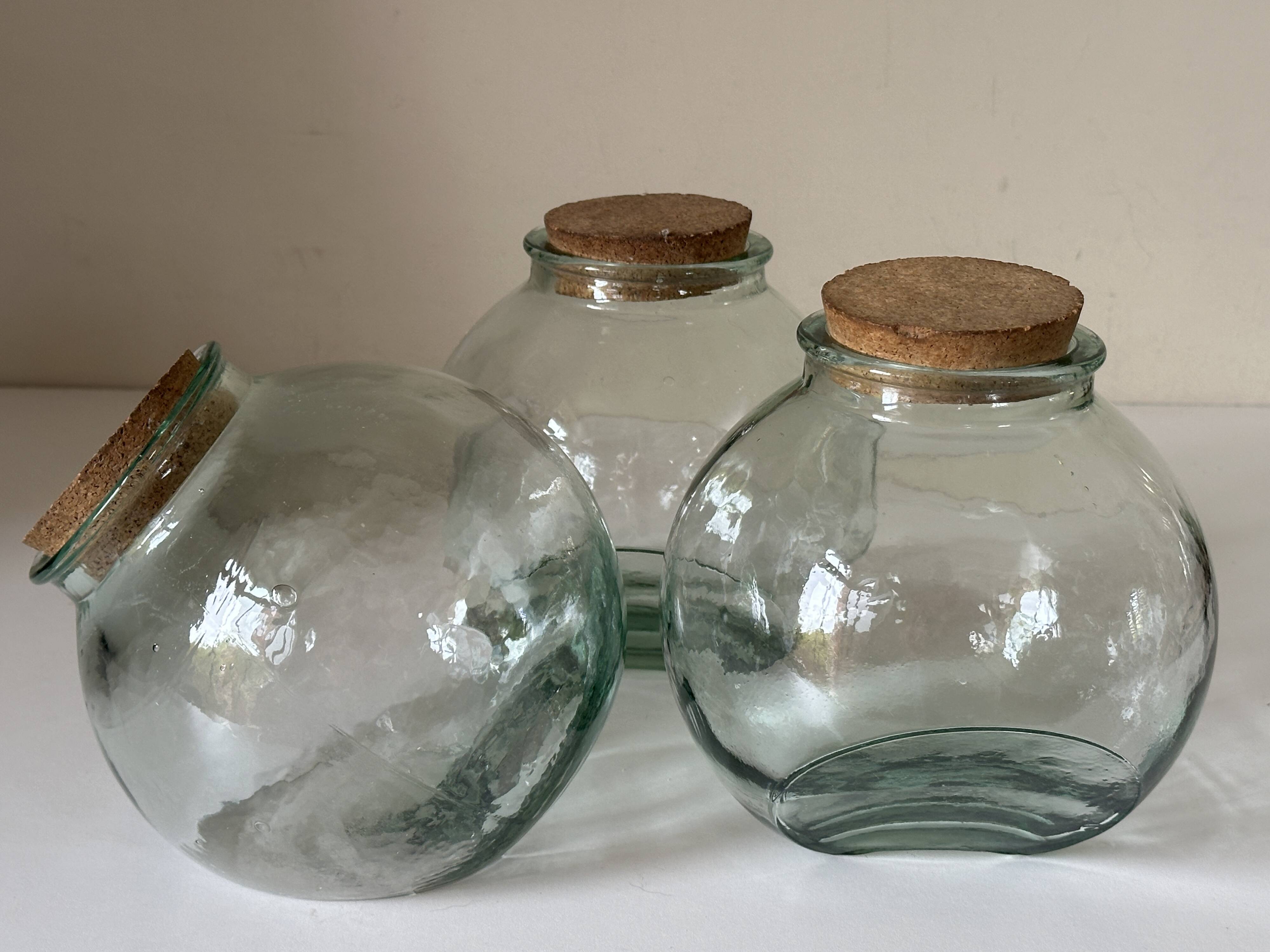 Set of 3 vintage glass candy jars from the 60s and 70s